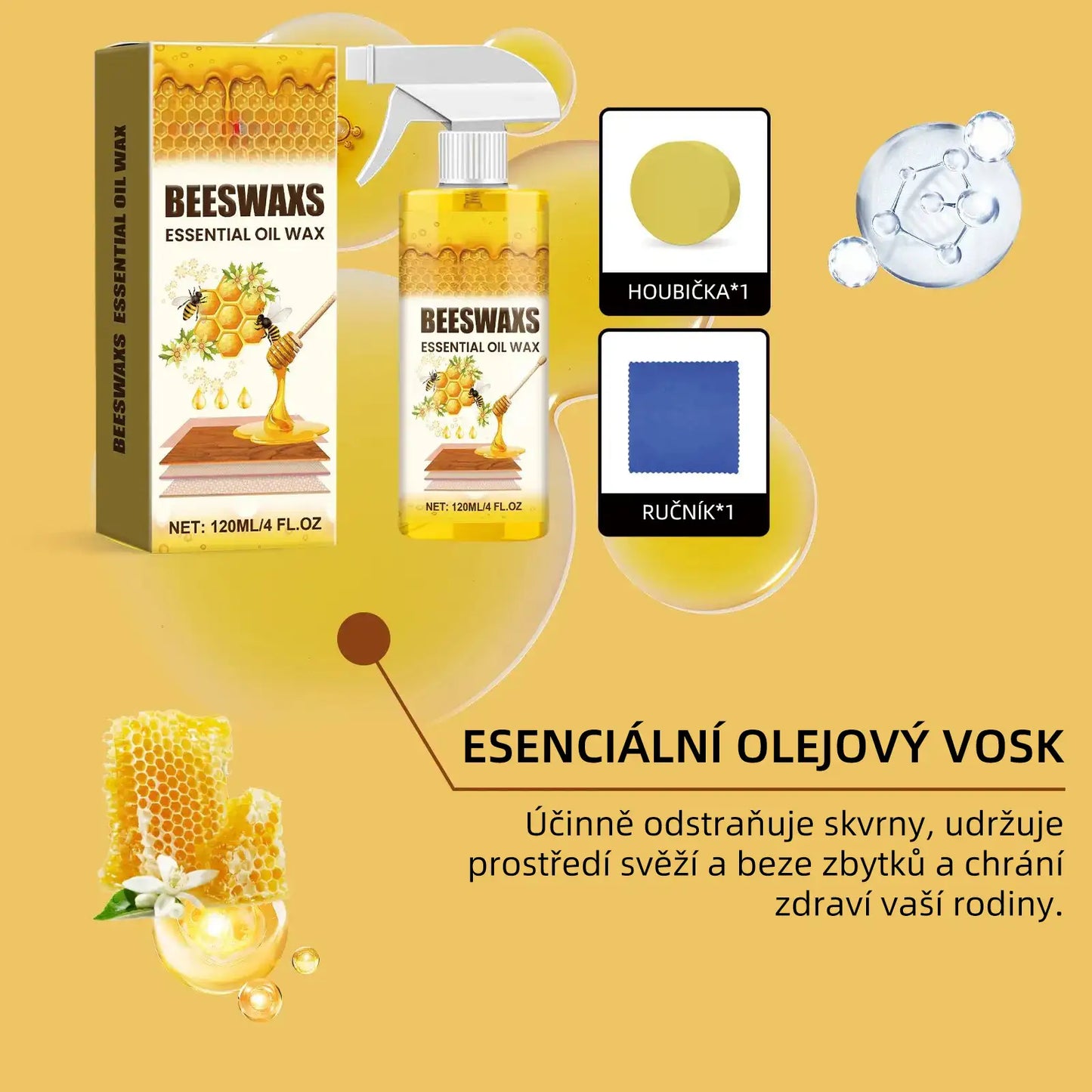 【Oficiální domácí péče】✨ WoodGlow Pro · Přírodní revitalizér s včelím voskem 3 v 1 · Okamžitá oprava škrábanců & Protiprachový štít pro všechny dřevěné povrchy — Nemastné rostlinné složení, dlouhotrvající lesk & ochrana během několika sekund!